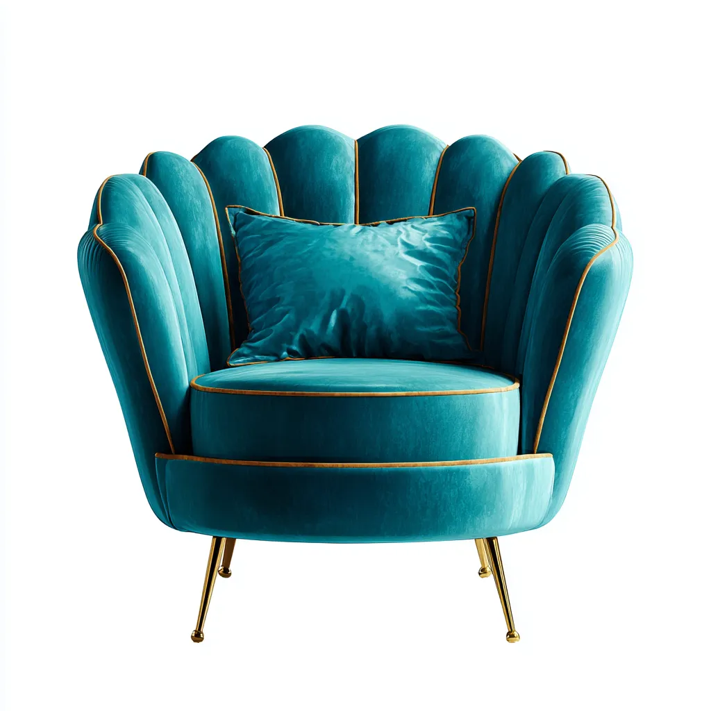 Fauteuil velours bleu 92x89x84 cm - pieds métal or - style pétale contemporain-Dwellingosa