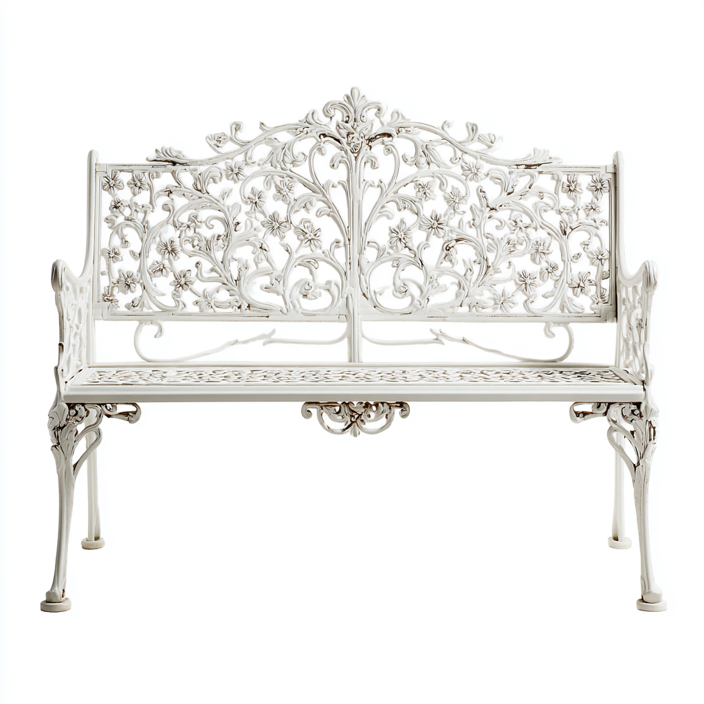 Banc de jardin métal 120x55x92 cm - blanc - adapté à l'extérieur - design classique-Dwellingosa