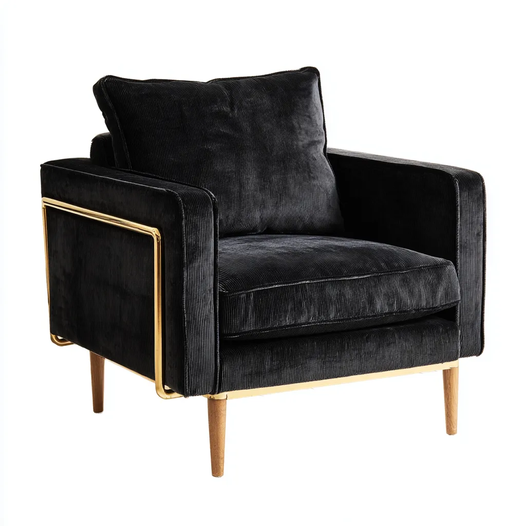 Fauteuil Velours 90x85x85 cm Noir Style moderne-Dwellingosa