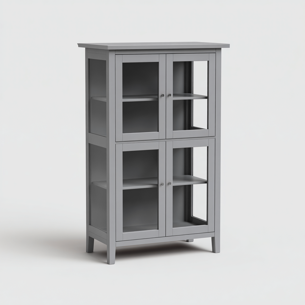 Meuble de rangement de cuisine bois 80x40x150 cm - gris - style contemporain-Dwellingosa
