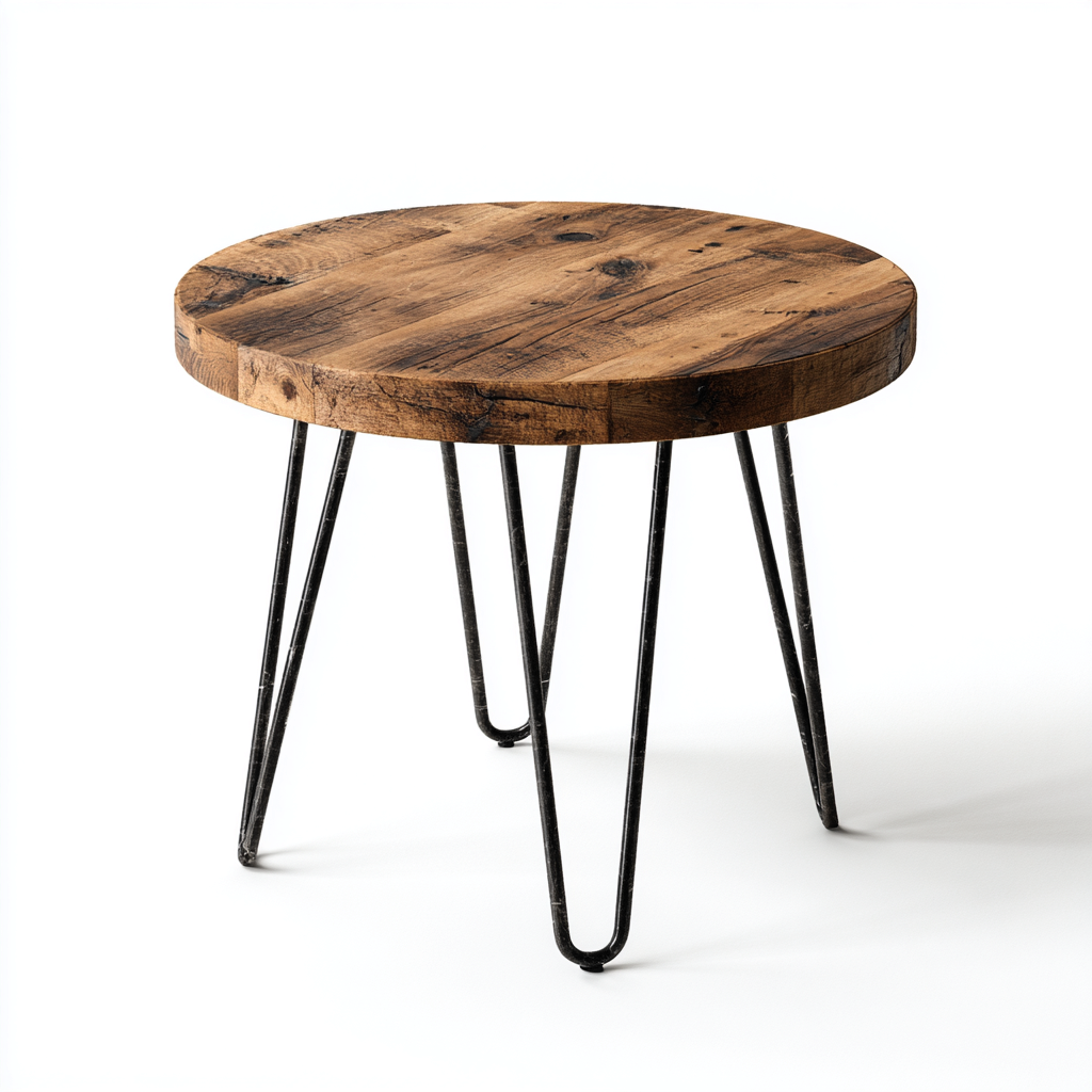 Table basse bois métal 45x45x50 cm - Marron-Noir - Style industriel-Dwellingosa