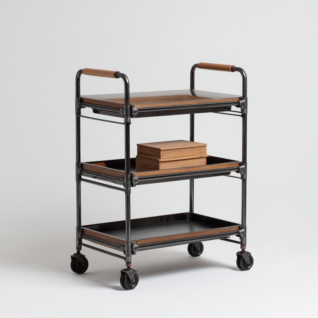 Dessertes et chariots métal-bois 70x40x85 cm - noir-bois - style industriel-Dwellingosa