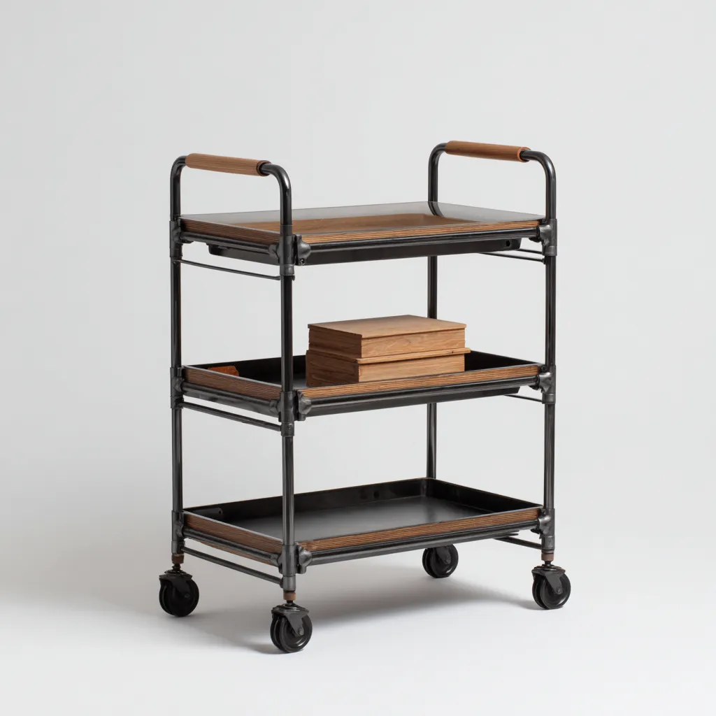 Dessertes et chariots métal-bois 70x40x85 cm - noir-bois - style industriel-Dwellingosa