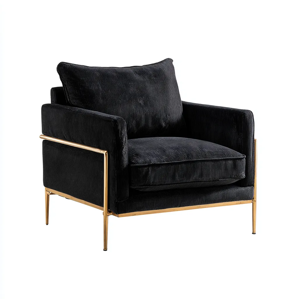 Fauteuil Velours 90x85x85 cm Noir Style moderne-Dwellingosa