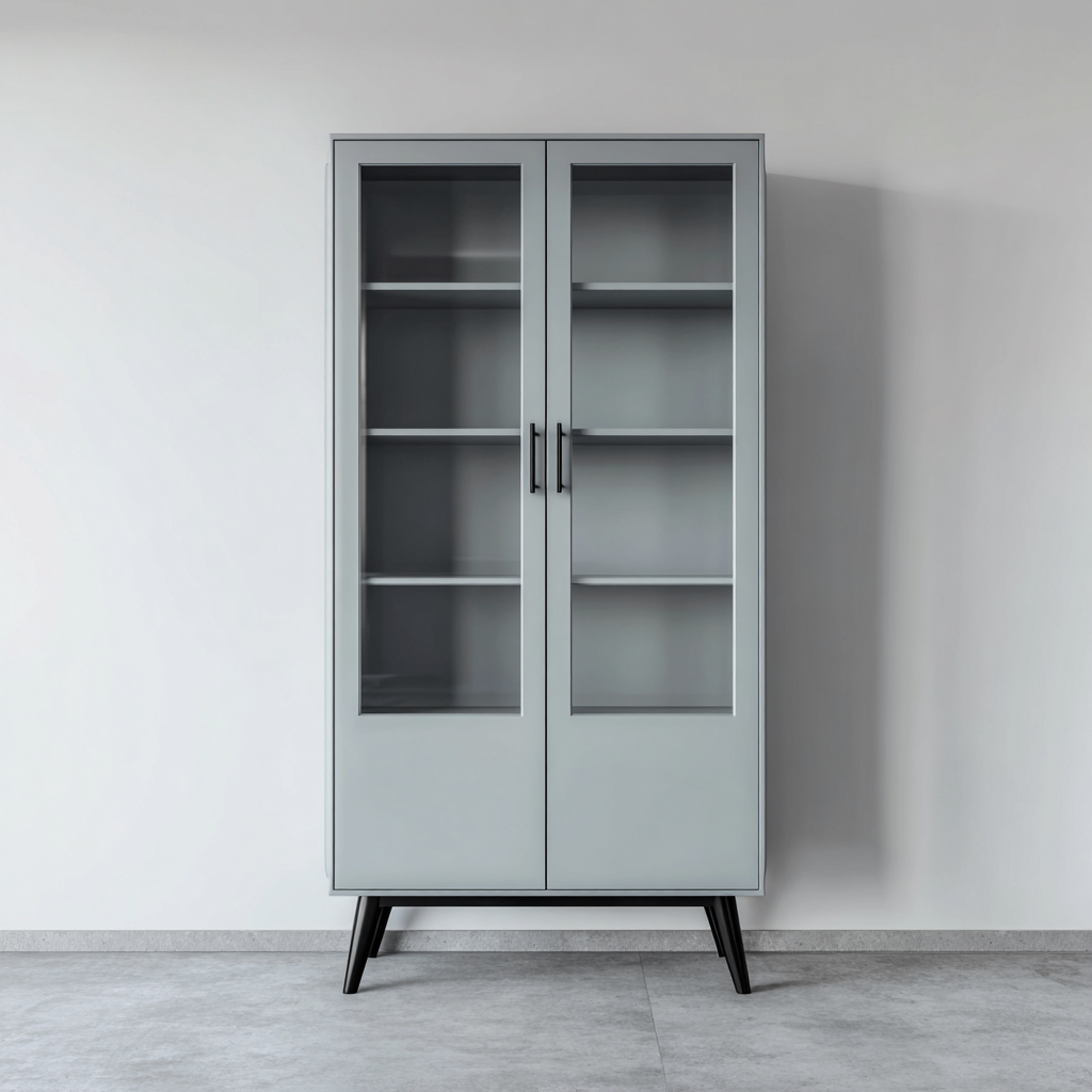 Meuble de rangement de cuisine bois 85x40x165 cm - gris-noir - style contemporain-Dwellingosa