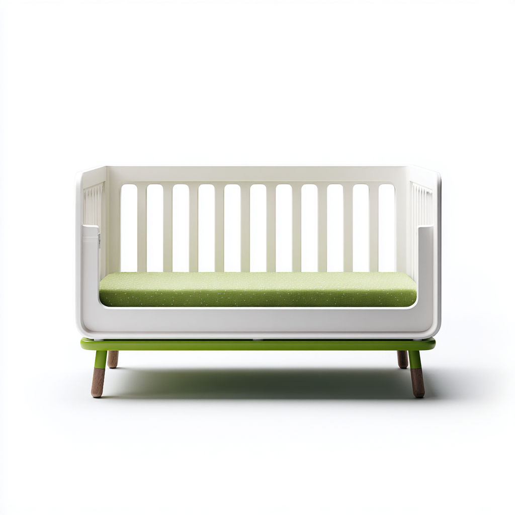 Lit enfant Bois 150x75x60 cm Blanc-Vert Style minimaliste sécurisé-Dwellingosa