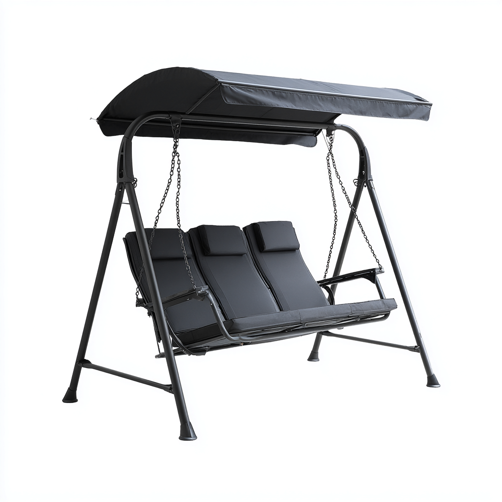 Chaise suspendue métal-tissu 170x120x165 cm - noir - design moderne-Dwellingosa