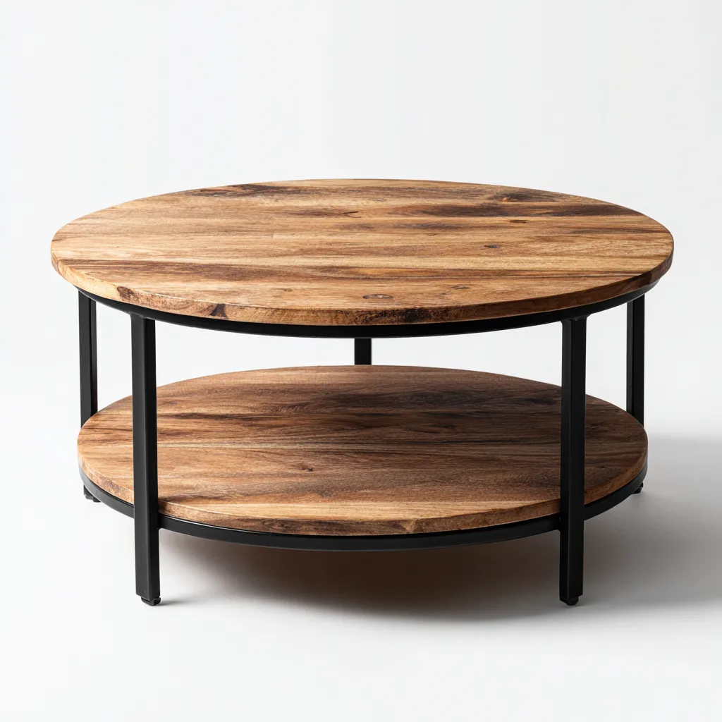 Table basse bois métal 80x80x45 cm - marron-noir-Dwellingosa
