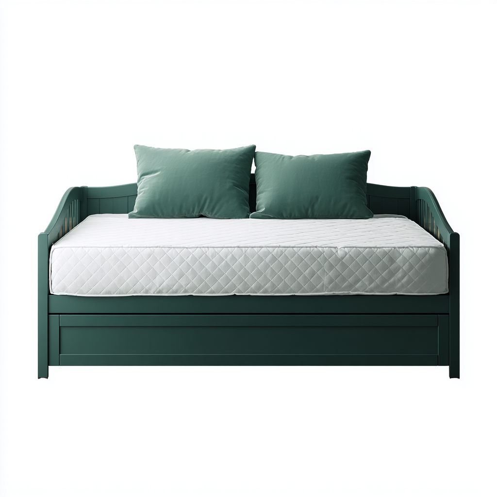 Canapé-lit bois 207x100x90 cm - vert - avec tiroir de rangement - style épuré-Dwellingosa