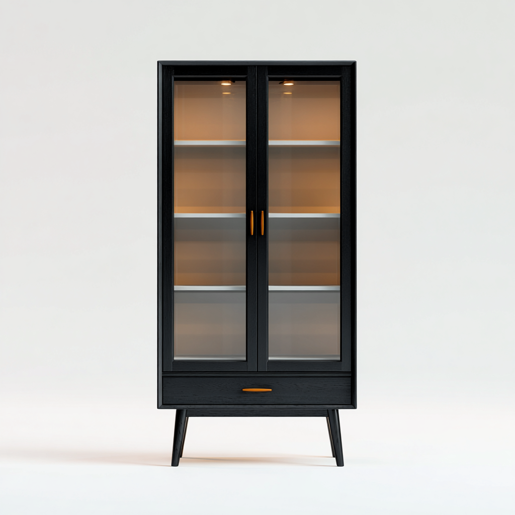 Meuble de rangement de cuisine bois 85x40x165 cm - noir - style contemporain-Dwellingosa