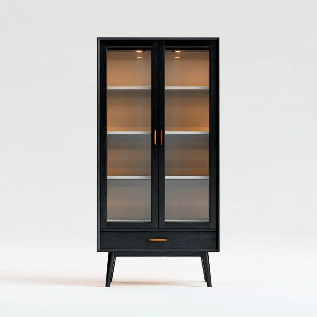 Meuble de rangement de cuisine bois 85x40x165 cm - noir - style contemporain-Dwellingosa