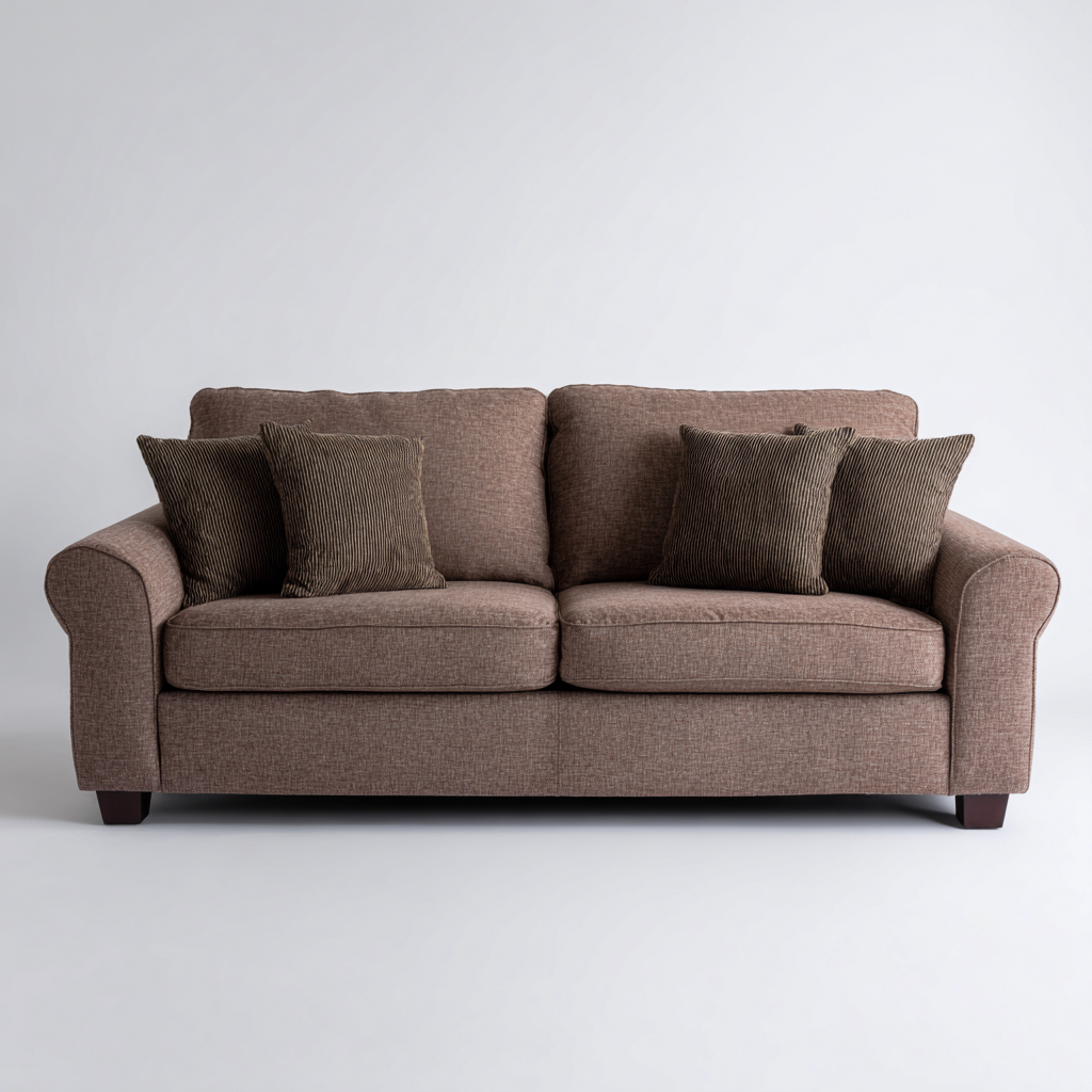 Canapé 2 places tissu rembourré - marron - style contemporain-Dwellingosa