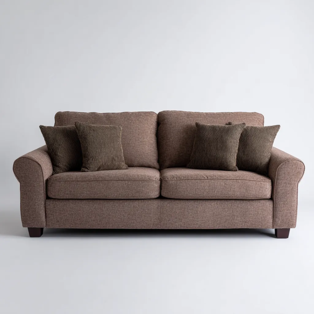 Canapé 2 places tissu rembourré - marron - style contemporain-Dwellingosa