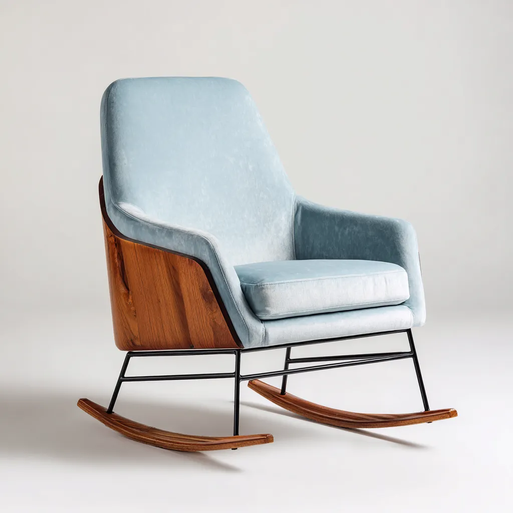 Fauteuil à bascule en tissu bleu 72x78x88 - bleu - design moderne-Dwellingosa