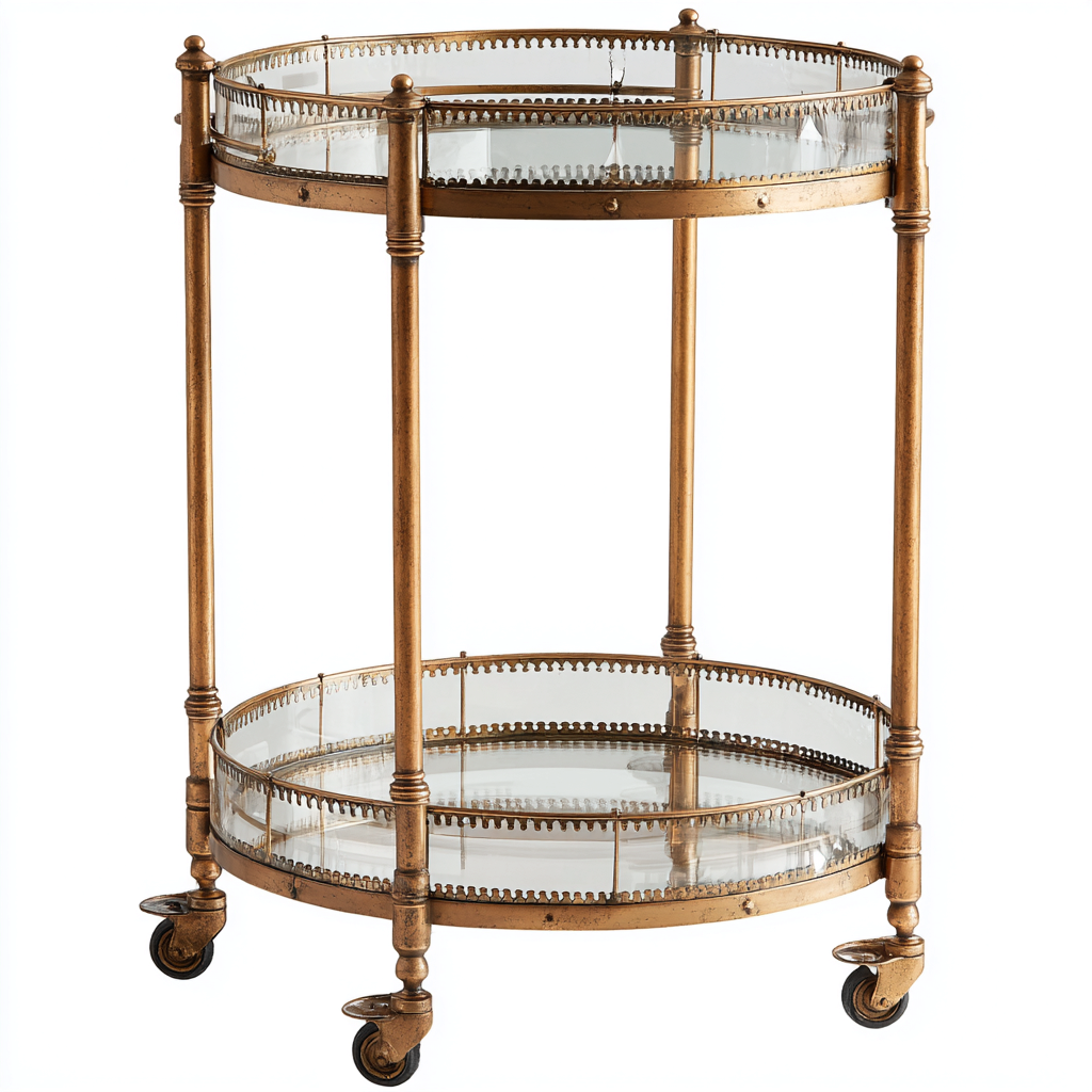 Dessertes et chariots métal-verre 55x55x78 cm - or - style vintage-Dwellingosa