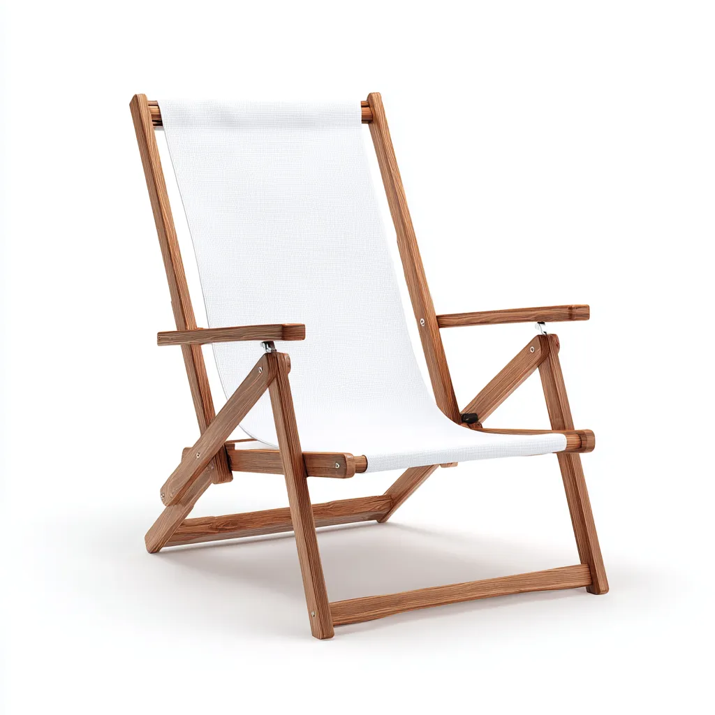 Chaise longue Bois et toile 120x60x90 cm - blanc-brun - design contemporain-Dwellingosa