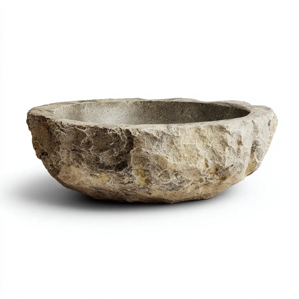 Lavabo en pierre naturelle - pierre - 45x45x15 cm - beige - style rustique-Dwellingosa