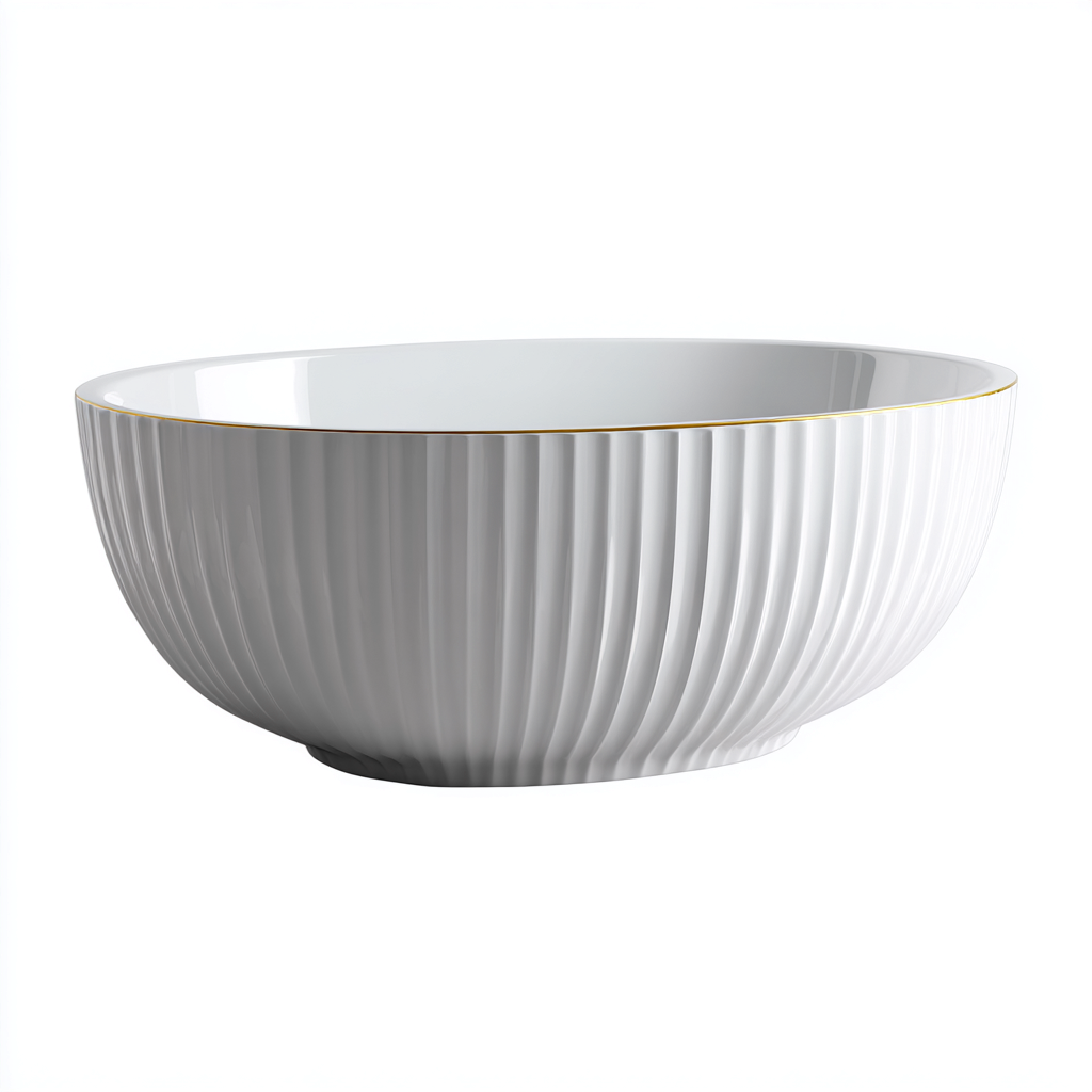 Baignoire acrylique 155x75x55 cm - blanc-or - style élégant-Dwellingosa