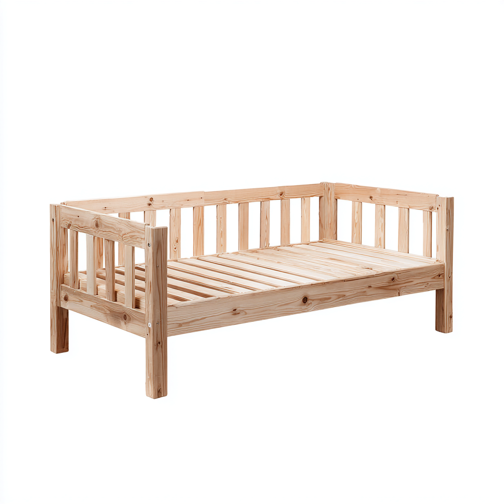 Canapé-lit bois massif 205x100x85 cm - bois naturel - structure ajourée - style minimaliste-Dwellingosa