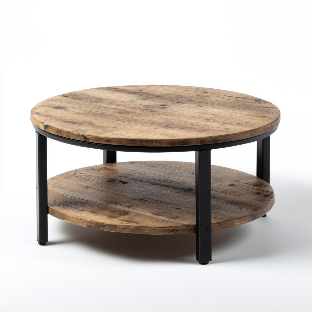 Table basse bois métal 80x80x45 cm - marron-noir-Dwellingosa
