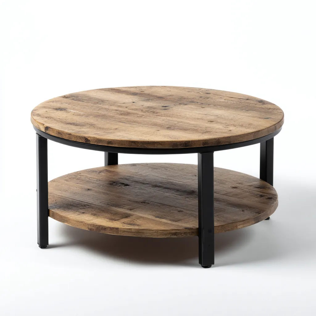 Table basse bois métal 80x80x45 cm - marron-noir-Dwellingosa