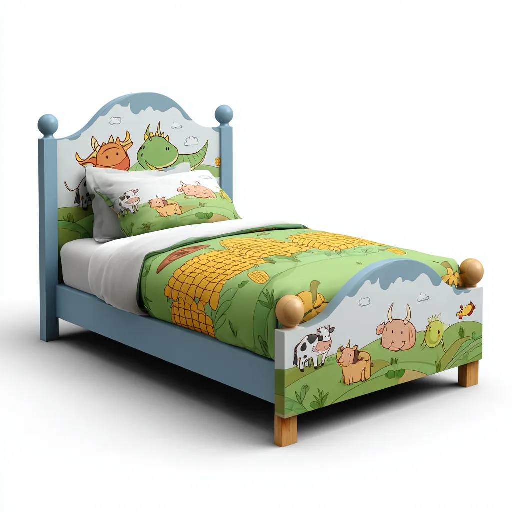 Lit enfant Bois 195x100x90 cm - Bleu - Style ludique-Dwellingosa