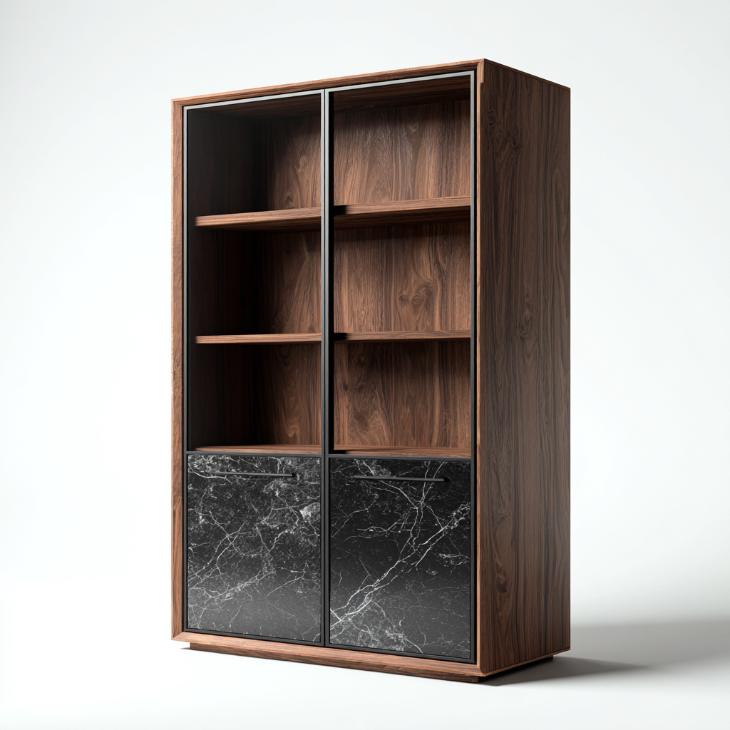 Meuble de rangement de cuisine bois 90x40x170 cm - bois-noir - style contemporain-Dwellingosa