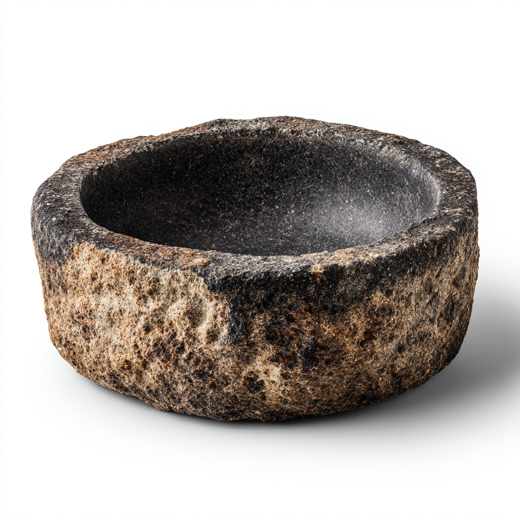 Lavabo en pierre naturelle - pierre - 40x40x18 cm - noir - style rustique-Dwellingosa