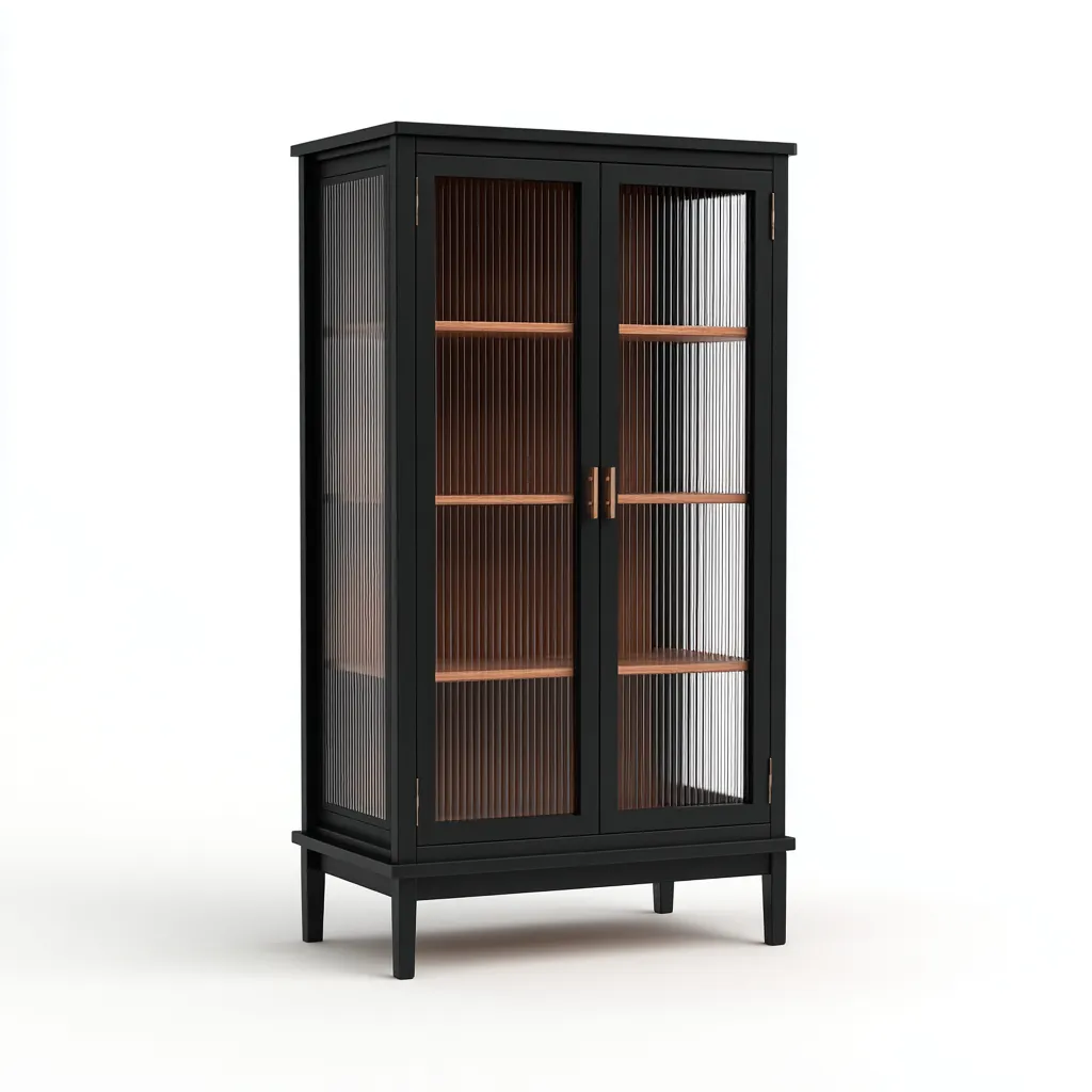 Meuble de rangement de cuisine bois 85x40x165 cm - noir-bois - style contemporain-Dwellingosa