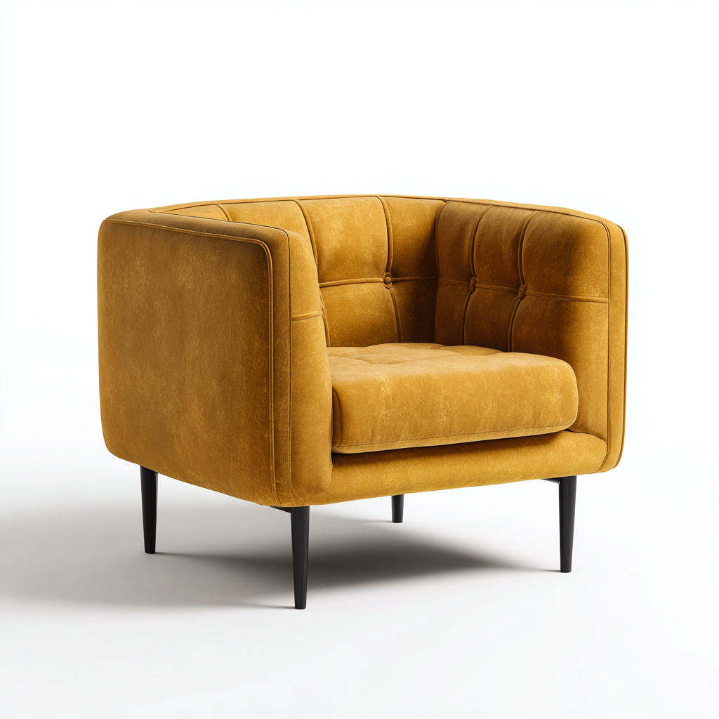 Fauteuil en velours 90x85x78 - jaune - structure moderne - style contemporain-Dwellingosa