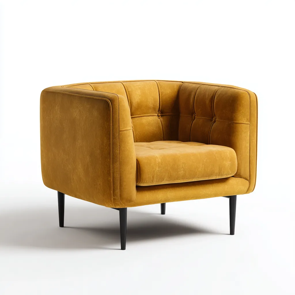 Fauteuil en velours 90x85x78 - jaune - structure moderne - style contemporain-Dwellingosa