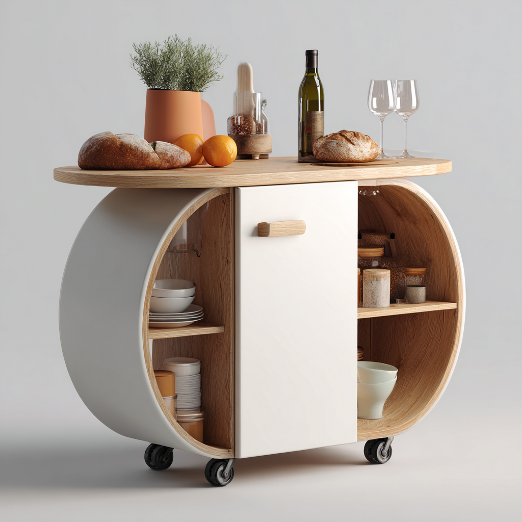 Îlot de cuisine bois-composite 118x62x88 cm - blanc-naturel - style minimaliste-Dwellingosa