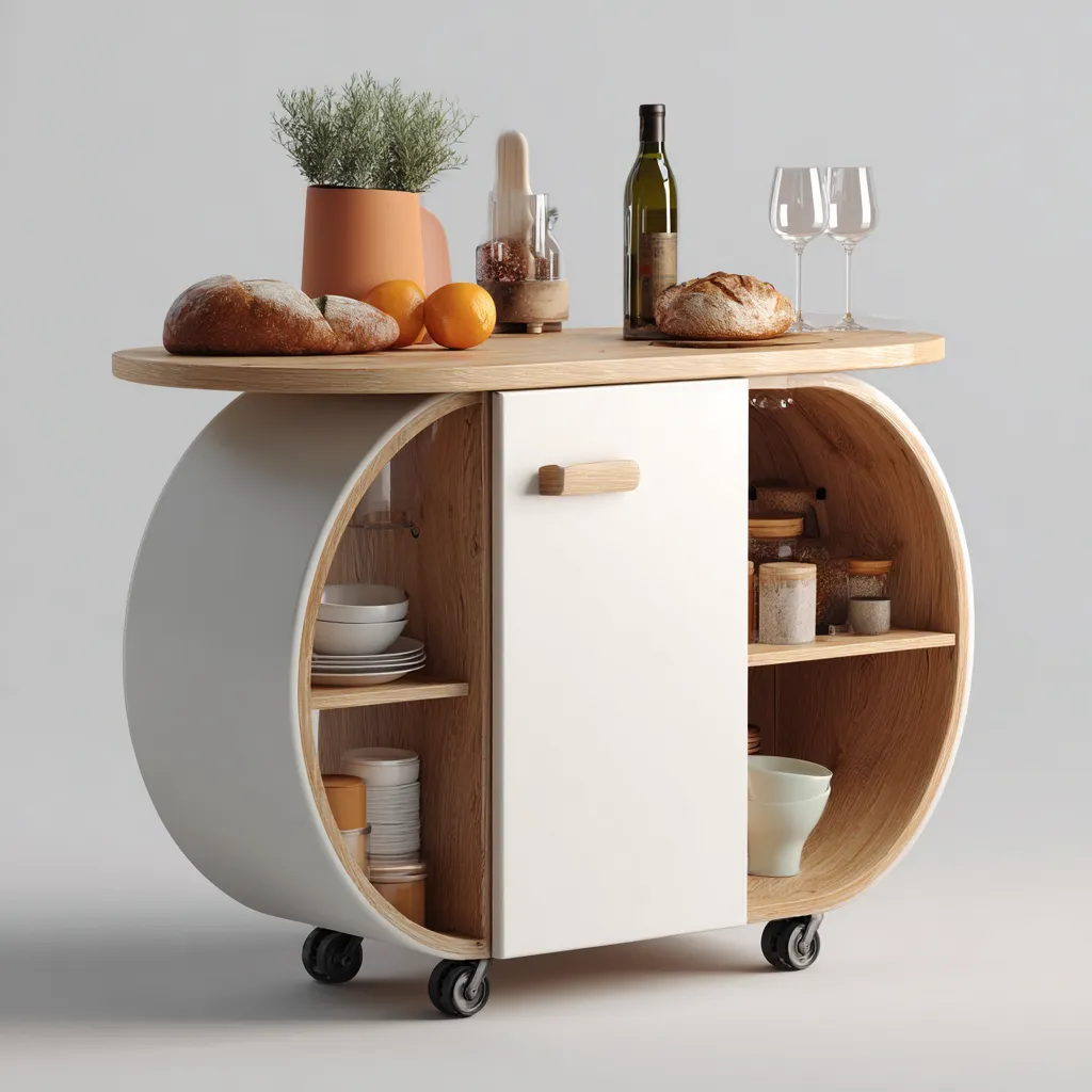 Îlot de cuisine bois-composite 118x62x88 cm - blanc-naturel - style minimaliste-Dwellingosa