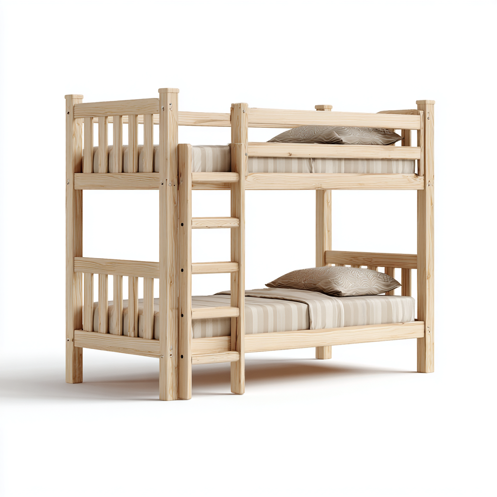 Lits superposés bois massif 198x100x155 cm - bois clair - design moderne-Dwellingosa