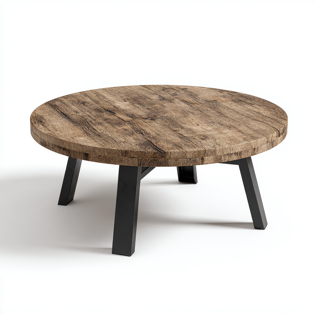 Table basse bois métal 80x80x40 cm - Marron - style industriel-Dwellingosa