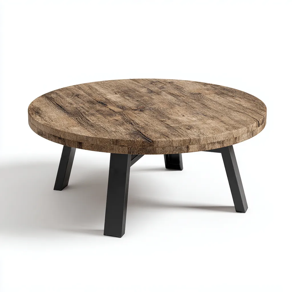 Table basse bois métal 80x80x40 cm - Marron - style industriel-Dwellingosa