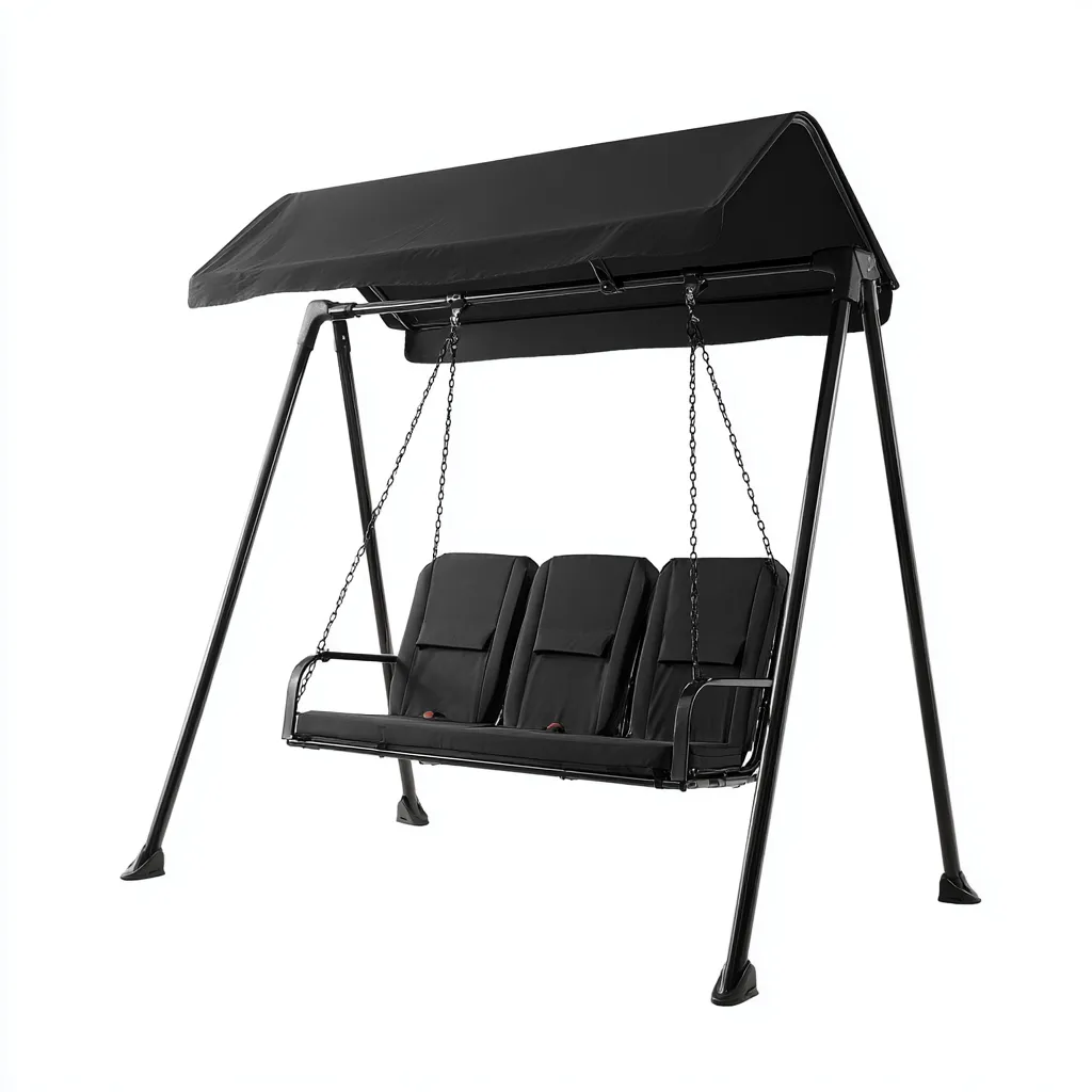 Chaise suspendue métal avec auvent 188x118x164 cm - noir - pour terrasse - style contemporain-Dwellingosa