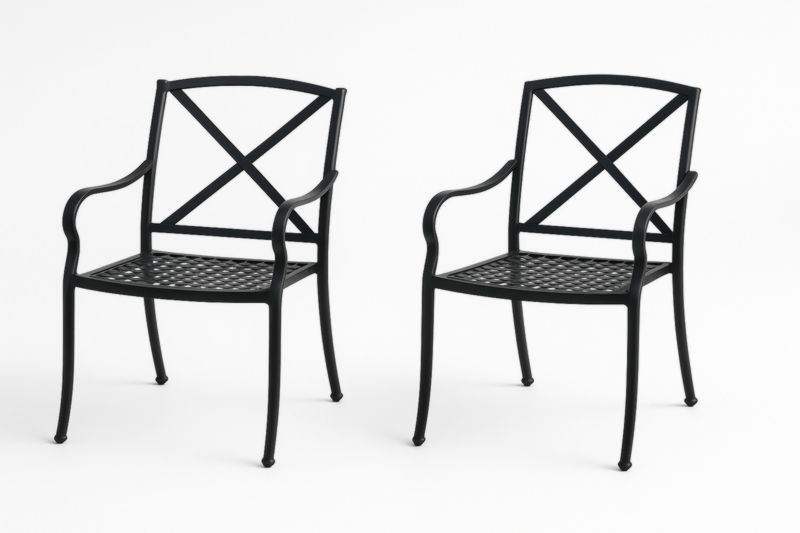 Lot de 2 chaises en aluminium noir pour extérieur