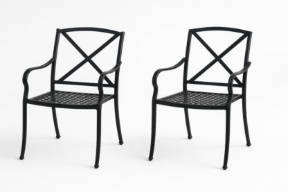 Lot de 2 chaises en aluminium noir pour extérieur