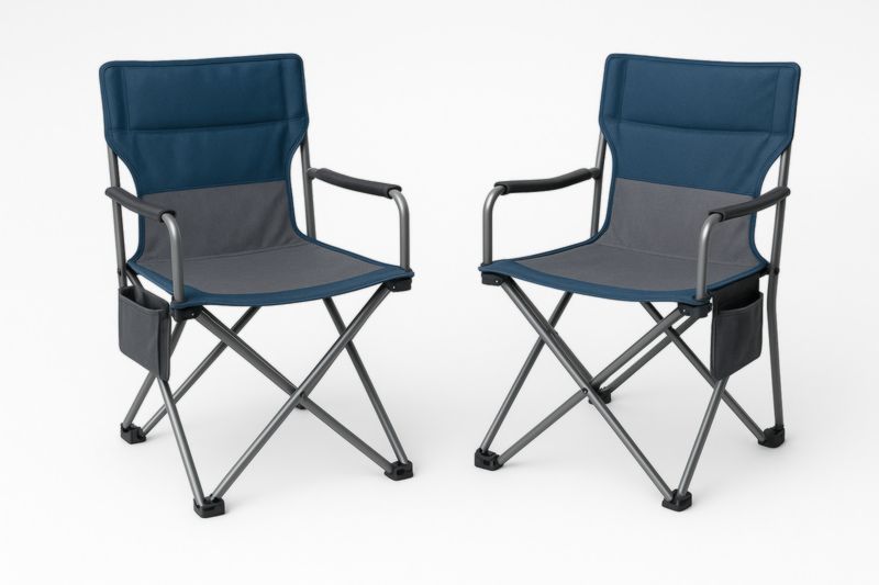 Chaises Pliantes Extérieures en Aluminium et Polyester Bleu/Gris, Lot de 2