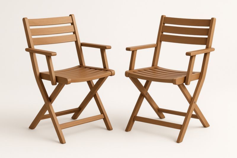 Chaises de jardin en bois pliables avec accoudoirs marron