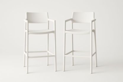 Ensemble de 2 Tabourets de Bar en Polypropylène Blanc