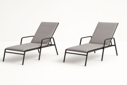 Lot de 2 chaises longues en acier réglables
