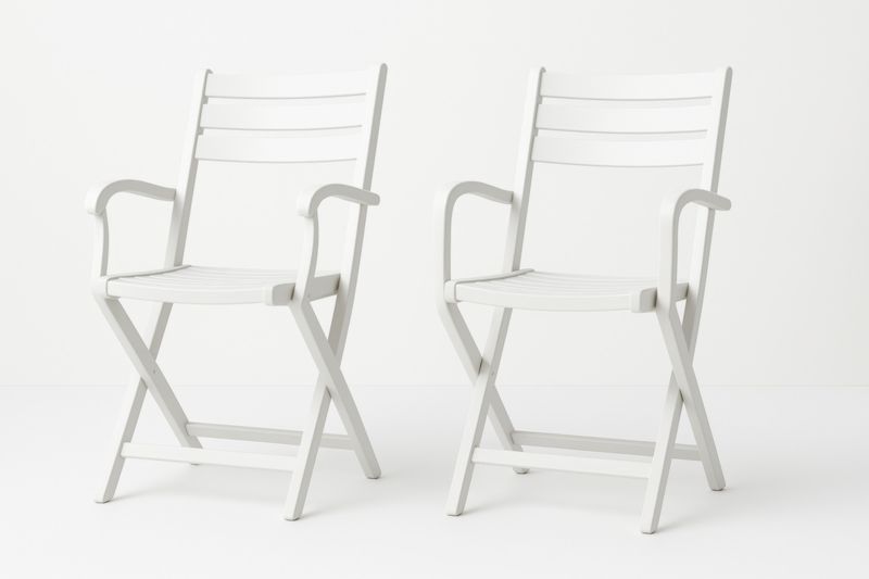 Ensemble de 2 chaises pliantes de jardin en plastique blanc avec accoudoirs