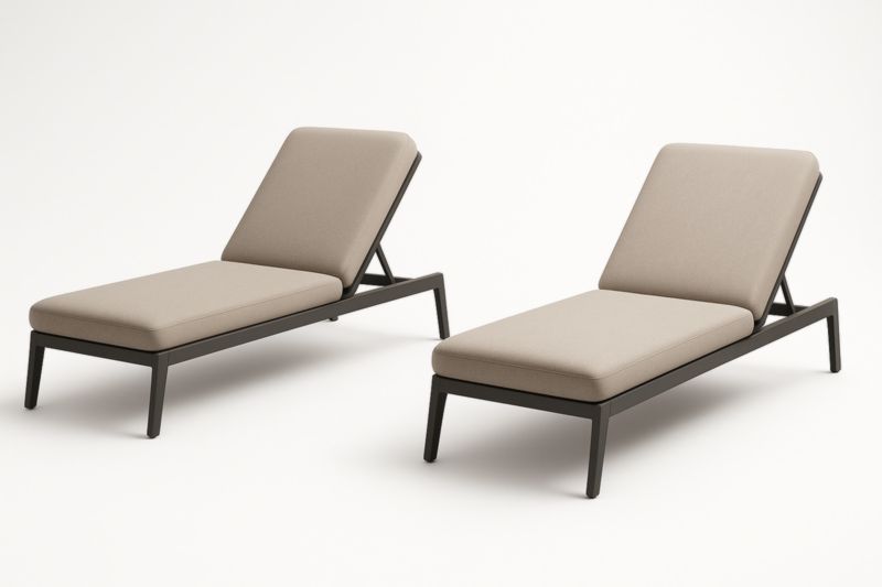 Lot de 2 chaises longues ajustables en aluminium et tissu polyester Beige 200 cm