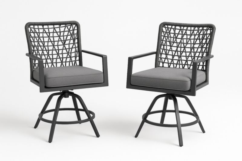 Chaises pivotantes extérieures en aluminium et résine tressée ensemble de 2