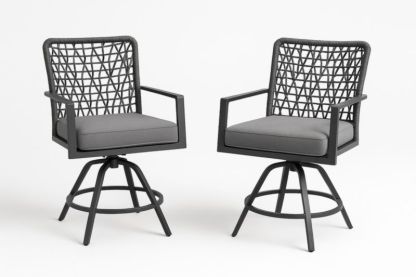 Chaises pivotantes extérieures en aluminium et résine tressée ensemble de 2