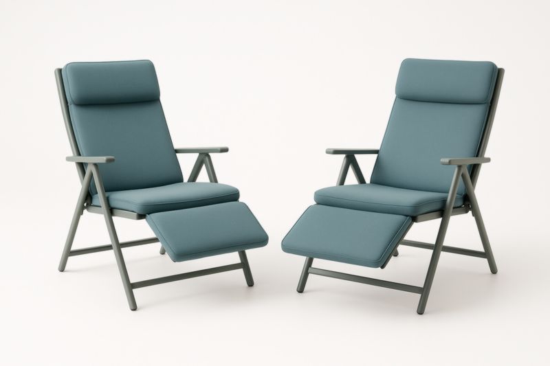 Lot de 2 chaises longues pliantes bleu cadre en aluminium et tissu