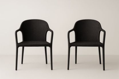 Lot de 2 chaises en plastique tressé noire