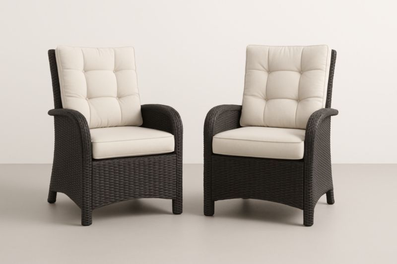 Paire de Fauteuils en Résine Tressée avec Coussins Crème